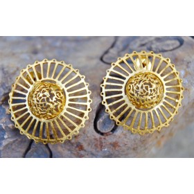 Matte Gold Filigree Big Stud Earrings
